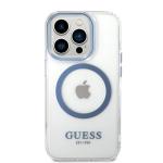 Carcasa Guess Metal Outline cu MagSafe compatibila cu iPhone 14 Pro Max, Albastru 2 - lerato.ro