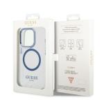 Carcasa Guess Metal Outline cu MagSafe compatibila cu iPhone 14 Pro Max, Albastru 9 - lerato.ro