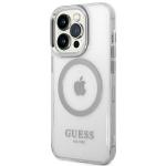 Carcasa Guess Metal Outline cu MagSafe compatibila cu iPhone 14 Pro Max, Transparent / SIlver 3 - lerato.ro