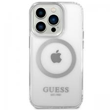 Carcasa Guess Metal Outline cu MagSafe compatibila cu iPhone 14 Pro Max, Transparent / SIlver
