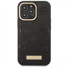 Huse si carcase iPhone 14 Pro Max, Carcasa Guess Peony Logo Plate cu MagSafe compatibila cu iPhone 14 Pro Max, Negru, lerato.ro