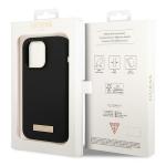 Carcasa Guess Silicone Logo Plate cu MagSafe compatibila cu iPhone 14 Pro Max, Negru 9 - lerato.ro