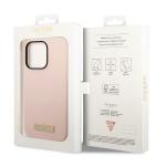 Carcasa Guess Silicone Logo Plate cu MagSafe compatibila cu iPhone 14 Pro Max, Roz 9 - lerato.ro