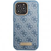 Carcasa Guess 4G Logo Plate cu MagSafe compatibila cu iPhone 14 Pro Max, Albastru