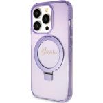 Carcasa Guess Ring Stand Script Glitter cu MagSafe compatibila cu iPhone 15 Pro, Mov 3 - lerato.ro