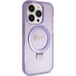 Carcasa Guess Ring Stand Script Glitter cu MagSafe compatibila cu iPhone 15 Pro, Mov 5 - lerato.ro