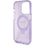 Carcasa Guess Ring Stand Script Glitter cu MagSafe compatibila cu iPhone 15 Pro, Mov 8 - lerato.ro