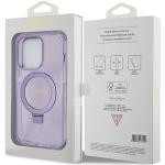 Carcasa Guess Ring Stand Script Glitter cu MagSafe compatibila cu iPhone 15 Pro, Mov 9 - lerato.ro