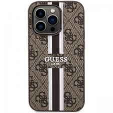 Carcasa Guess 4G Printed Stripes cu MagSafe compatibila cu iPhone 15 Pro, Maro