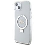 Carcasa Guess Ring Stand Script Glitter cu MagSafe compatibila cu iPhone 15 Plus / 14 Plus, Transparent 3 - lerato.ro