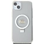 Carcasa Guess Ring Stand Script Glitter cu MagSafe compatibila cu iPhone 15 Plus / 14 Plus, Transparent 2 - lerato.ro