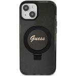 Carcasa Guess Ring Stand Script Glitter cu MagSafe compatibila cu iPhone 15 Plus / 14 Plus, Negru 2 - lerato.ro
