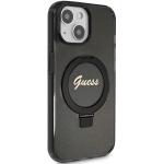 Carcasa Guess Ring Stand Script Glitter cu MagSafe compatibila cu iPhone 15 Plus / 14 Plus, Negru 5 - lerato.ro