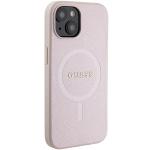 Carcasa Guess Saffiano cu MagSafe compatibila cu iPhone 15 Plus / 14 Plus, Roz 5 - lerato.ro