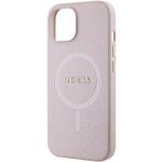 Carcasa Guess Saffiano cu MagSafe compatibila cu iPhone 15 Plus / 14 Plus, Roz 6 - lerato.ro