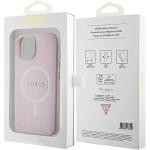 Carcasa Guess Saffiano cu MagSafe compatibila cu iPhone 15 Plus / 14 Plus, Roz 9 - lerato.ro