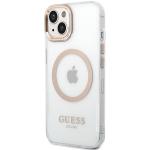 Carcasa Guess Metal Outline Magsafe compatibila cu iPhone 15 Plus / 14 Plus, Gold 3 - lerato.ro