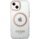 Carcasa Guess Metal Outline Magsafe compatibila cu iPhone 15 Plus / 14 Plus, Gold 2 - lerato.ro