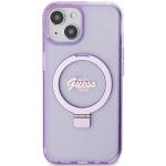 Carcasa Guess Ring Stand Script Glitter cu MagSafe compatibila cu iPhone 15 Plus / 14 Plus, Mov 2 - lerato.ro