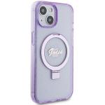Carcasa Guess Ring Stand Script Glitter cu MagSafe compatibila cu iPhone 15 Plus / 14 Plus, Mov 5 - lerato.ro