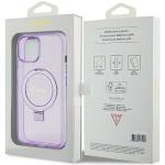 Carcasa Guess Ring Stand Script Glitter cu MagSafe compatibila cu iPhone 15 Plus / 14 Plus, Mov 9 - lerato.ro