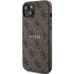 Carcasa Guess 4G Collection Leather Metal Logo cu MagSafe compatibila cu iPhone 15 / 14 / 13, Maro 3 - lerato.ro