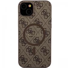 Huse si carcase iPhone 14, Carcasa Guess 4G Collection Leather Metal Logo cu MagSafe compatibila cu iPhone 15 / 14 / 13, Maro, lerato.ro