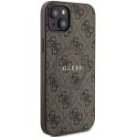 Carcasa Guess 4G Collection Leather Metal Logo cu MagSafe compatibila cu iPhone 15 / 14 / 13, Maro 5 - lerato.ro