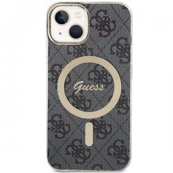 Carcasa Guess IML 4G cu MagSafe compatibila cu iPhone 15 / 14 / 13, Negru