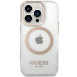 Carcasa Guess Metal Outline cu MagSafe compatibila cu iPhone 15 / 14 / 13, Gold 2 - lerato.ro