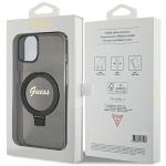Carcasa Guess Ring Stand Script Glitter cu MagSafe compatibila cu iPhone 13/14/15, Negru 9 - lerato.ro