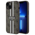 Carcasa Guess 4G Printed Stripes cu MagSafe compatibila cu iPhone 15 / 14 / 13, Maro 4 - lerato.ro