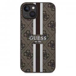 Carcasa Guess 4G Printed Stripes cu MagSafe compatibila cu iPhone 15 / 14 / 13, Maro