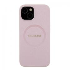 Huse si carcase iPhone 14, Carcasa Guess Saffiano cu MagSafe compatibila cu iPhone 15 / 14 / 13, Roz, lerato.ro