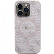 Carcasa Guess 4G Collection Leather Metal Logo cu MagSafe compatibila cu iPhone 15 Pro Max, Roz