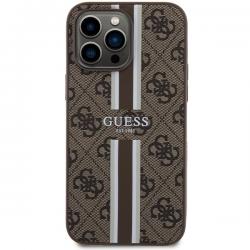 Carcasa Guess 4G Printed Stripes cu MagSafe compatibila cu iPhone 15 Pro Max, Maro