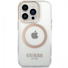 Carcasa Guess Metal Outline Magsafe compatibila cu iPhone 15 Pro Max, Gold