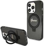 Carcasa Guess Ring Stand Script Glitter cu MagSafe compatibila cu iPhone 15 Pro Max, Negru 4 - lerato.ro