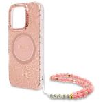 Carcasa Guess IML Flowers Allover Electro Pearl Strap cu MagSafe compatibila cu iPhone 16 Pro, Roz 6 - lerato.ro