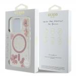 Carcasa Guess Resin Flower Glitter cu MagSafe compatibila cu iPhone 16 Pro, Roz 9 - lerato.ro
