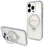 Carcasa Guess Ring Stand Script Glitter cu MagSafe compatibila cu iPhone 15 Pro, Transparent 4 - lerato.ro