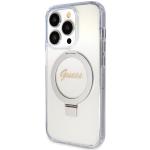 Carcasa Guess Ring Stand Script Glitter cu MagSafe compatibila cu iPhone 15 Pro, Transparent 3 - lerato.ro