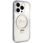 Carcasa Guess Ring Stand Script Glitter cu MagSafe compatibila cu iPhone 15 Pro, Transparent 5 - lerato.ro