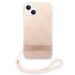Carcasa Guess 4G Print Strap compatibila cu iPhone 14 Plus / 15 Plus, Roz 2 - lerato.ro