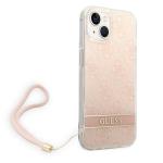 Carcasa Guess 4G Print Strap compatibila cu iPhone 14 Plus / 15 Plus, Roz 4 - lerato.ro