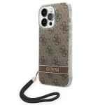 Carcasa Guess 4G Print Strap compatibila cu iPhone 14 Pro Max, Maro 3 - lerato.ro