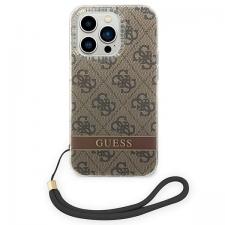 Carcasa Guess 4G Print Strap compatibila cu iPhone 14 Pro Max, Maro