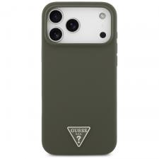 Carcasa Guess Silicone Triangle Logo cu MagSafe compatibila cu iPhone 17 Pro Max, Khaki