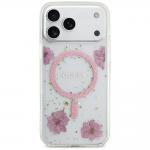 Carcasa Guess Resin Flowers Glitter cu MagSafe compatibila cu iPhone 17 Pro Max, Roz 2 - lerato.ro