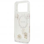 Carcasa Guess Resin Flowers Glitter cu MagSafe compatibila cu iPhone 17 Pro Max, Roz 8 - lerato.ro